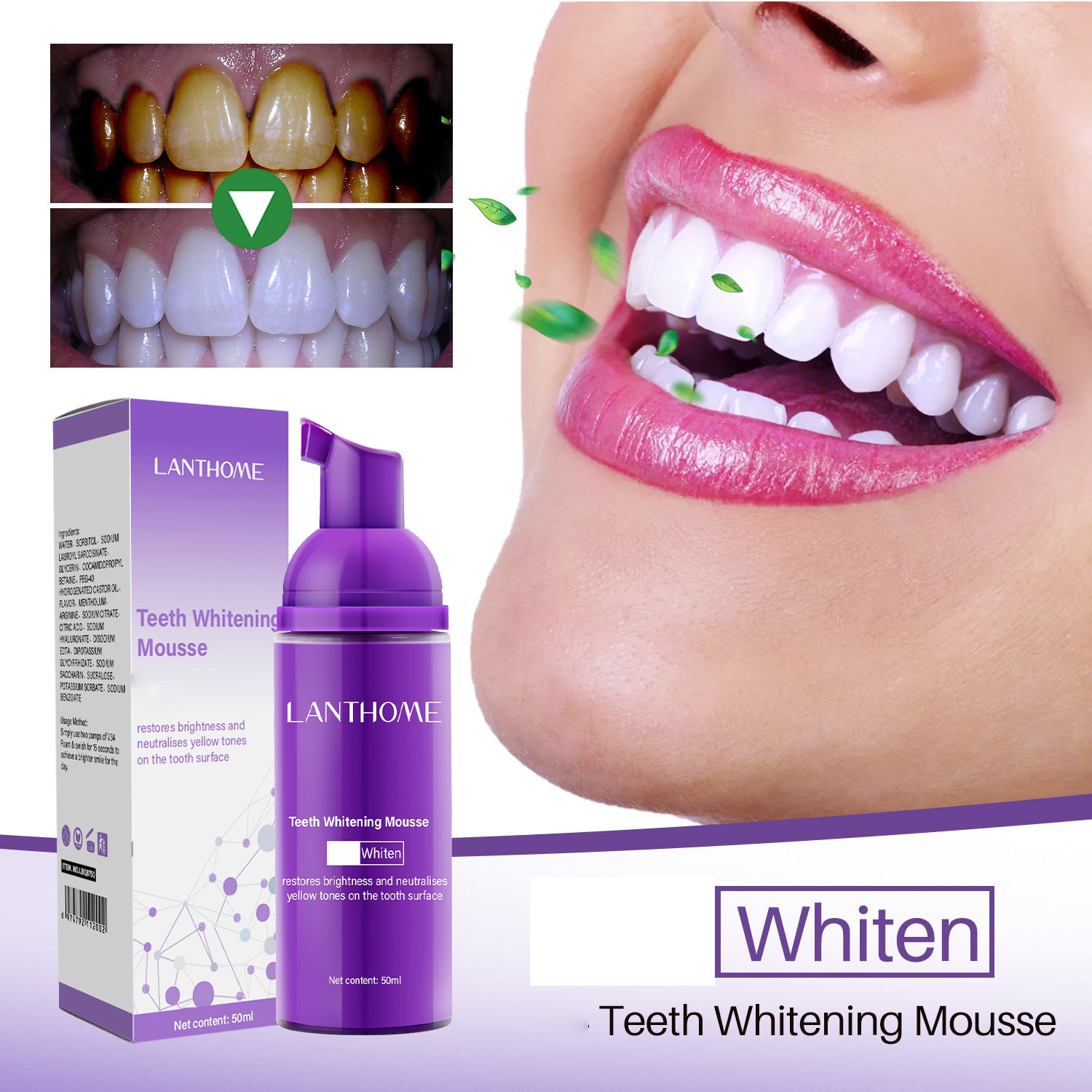 Mousse Blanchissante pour les Dents
